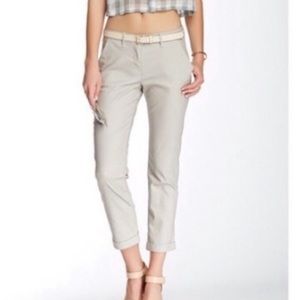 3x1 W1 Women’s Coated Low Rise Cropped Cuffed Trousers In Stone Size 29